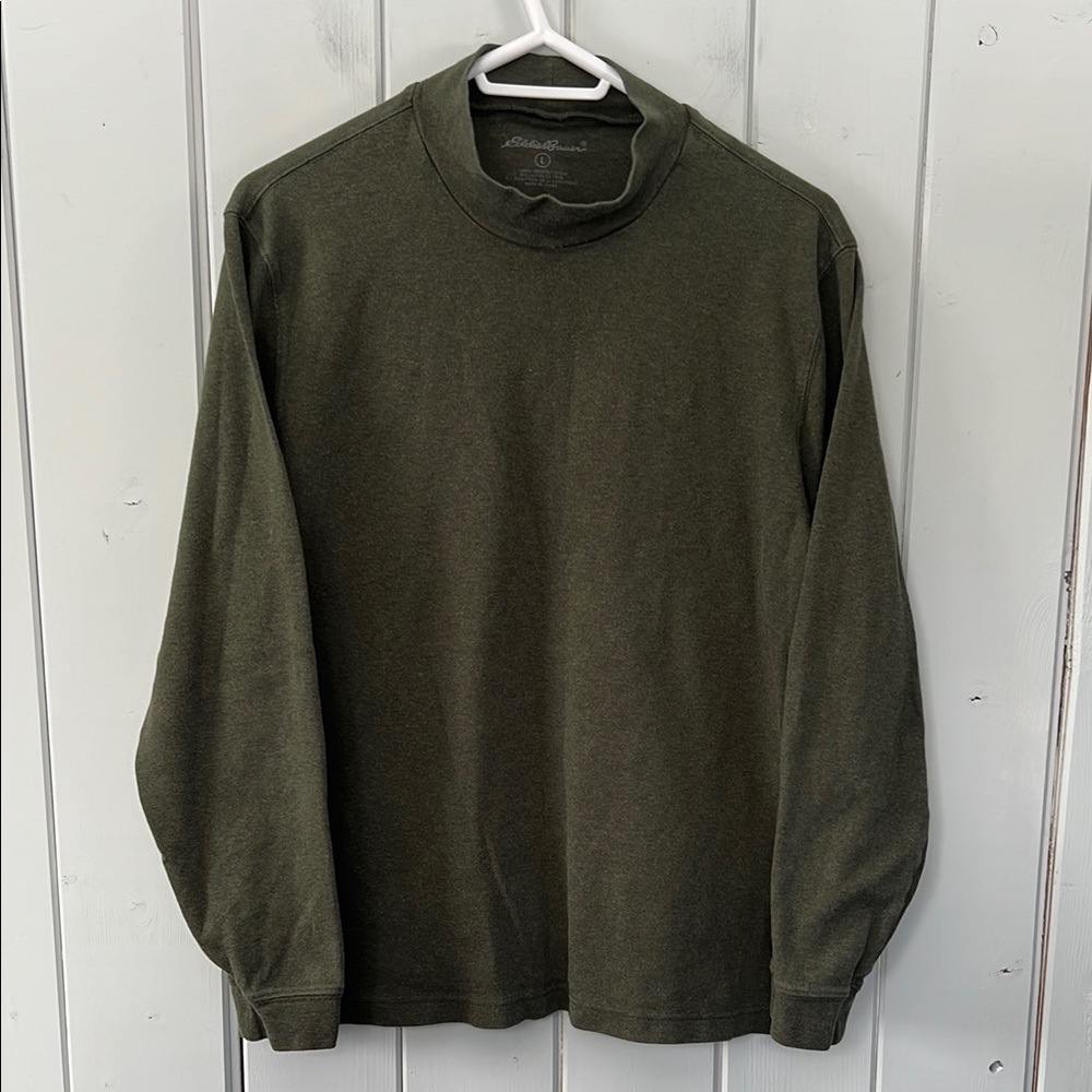 Eddie Bauer Long Sleeve Shirt Mock Neck Dark Green Men’s Size Large
